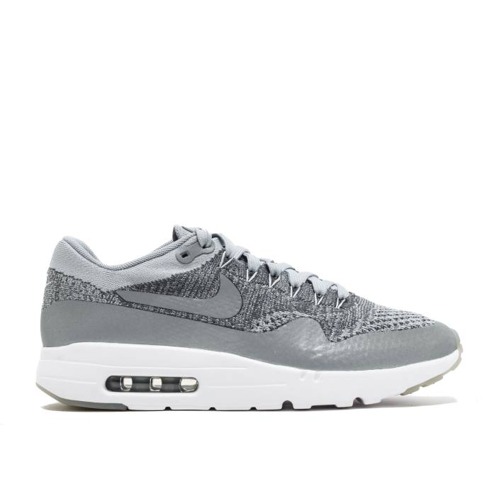 ナイキ Nike 【 Air Max 1 Ultra Flyknit \u0027Wolf Grey\u0027 Men Wolf Grey/Wolf Grey/Dark Grey/White 】 マックス ultra ウルトラ 飛球編み物 メンズ 薄墨色 薄墨色 白いこと 白いこと メンズ靴-スニーカー-靴