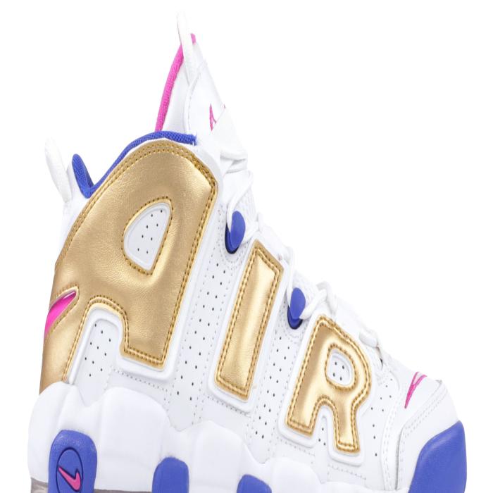 ナイキ Nike 【 Air More Uptempo Gs 'Fuchsia Blast' Youth White/Fuchsia Blast-Metallic Gold-Racer Blue 】 アップテンポ ジュニア キッズ 白色 ホワイト 青色 ブルー｜スニケス