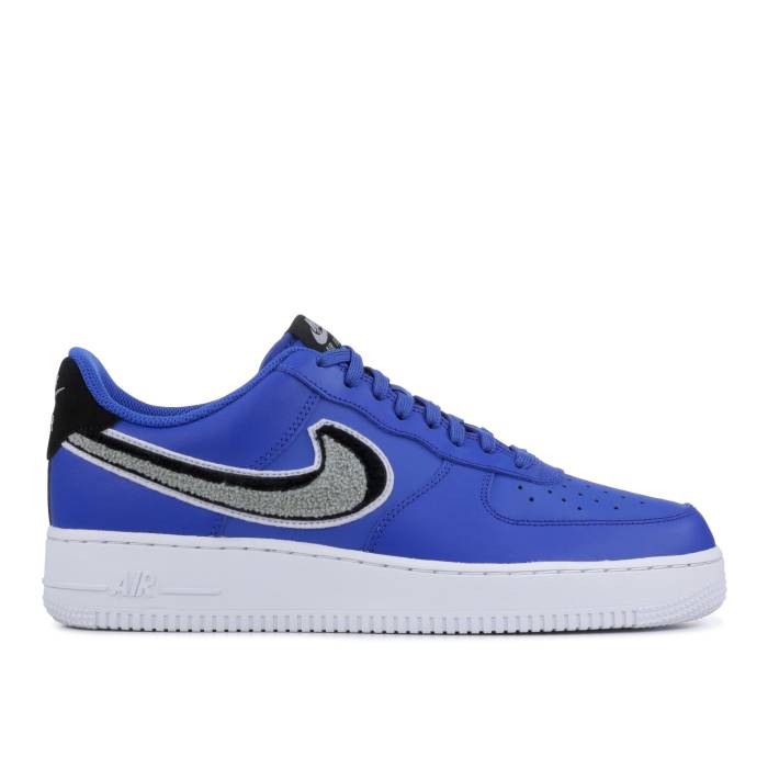 ナイキ Nike 【 Air Force 1 Low \u0027Chenille Swoosh\u0027 Men Game Royal /Wolf Grey-Black 】 メンズ Game 力くらべ