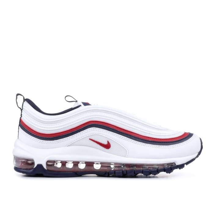 ナイキ Nike 【 Wmns Air Max 97 \u0027Red Crush\u0027 Women White/Red Crush-Blackened Blue 】 マックス レディース 白いこと 白いこと Red 赤・赤いこと 青味 青色