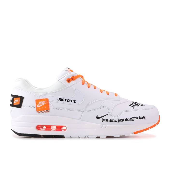 ナイキ Nike 【 Air Max 1 \u0027Just Do It\u0027 Men White/Orange/Black 】 マックス メンズ 白いこと 白いこと orange 橙・オレンジ色 黒いこと 黒いこと
