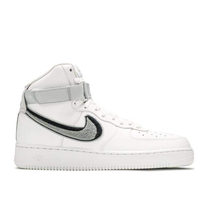 ナイキ Nike 【 Air Force 1 High \u002707 Lv8 \u0027Chenille Swoosh\u0027 Men White/Wolf Grey-Black 】 御機嫌 メンズ 白いこと 白いこと