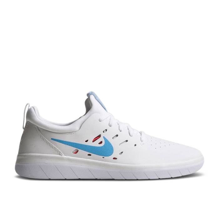 ナイキ Nike 【 Sb Nyjah Free \u0027Blue Fury\u0027 Men Summit White/Light Blue Fury 】 エスビー 無償性 メンズ 白いこと 白いこと 青碧 青碧