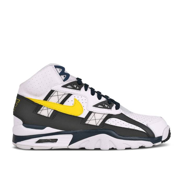 ナイキ Nike 【 Air Trainer Sc High Men White/True Yellow-Anthracite-Midnight Navy 】 調教師 ご機嫌 メンズ 白いこと 白いこと 紺色 米国海軍
