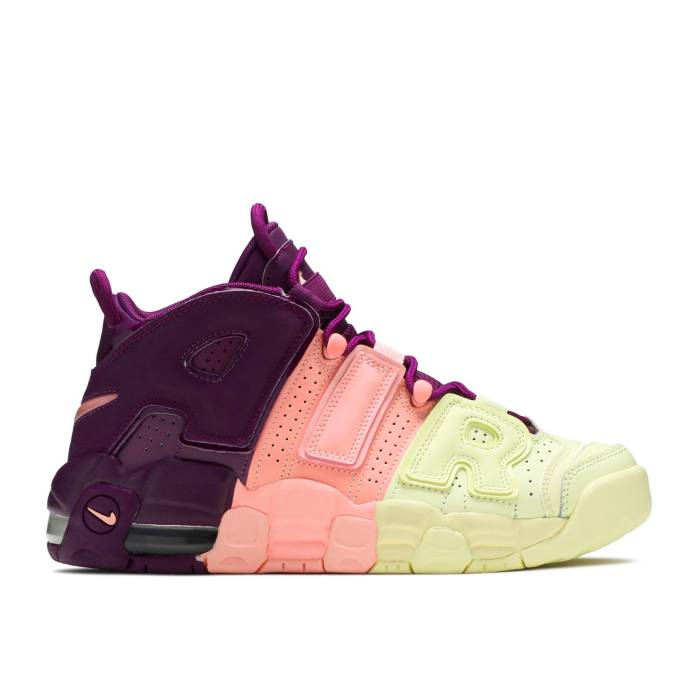 ナイキ Nike 【 Air More Uptempo ガウス \u0027Lucky Charms\u0027 Youth Citron/Pink/Bright Purple-Night Grape Style 】 引き上げるペース 御坊っちゃん キッズ pink サクラ色
