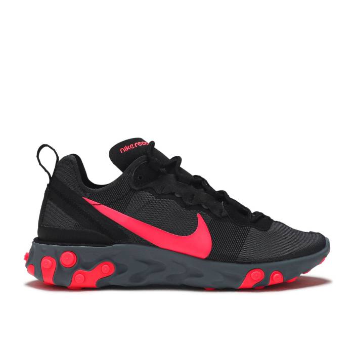 ナイキ Nike 【 Wmns React Element 55 \u0027Solar Red\u0027 Women Black/Solar Red-Cool Grey 】 リアクト 化学元素 レディース 黒いこと 黒いこと 薄墨色 薄墨色
