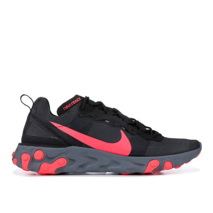 ナイキ Nike 【 React Element 55 \u0027Solar Red\u0027 Men Black/Solar Red/Cool Grey 】 リアクト 化学元素 メンズ 黒いこと 黒いこと Red 赤・赤いこと 冷やりとした 薄墨色 薄墨色