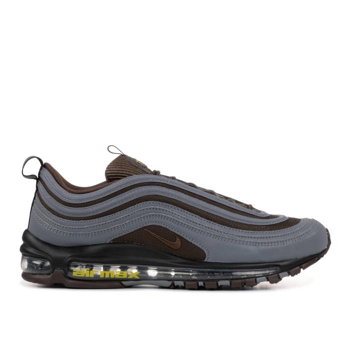 ナイキ Nike 【 Air Max 97 Premium \u0027Baroque Brown\u0027 Men Cool Grey/Baroque Brown-University Gold 】 マックス Premium 割り増し金 メンズ 冷やりとした 薄墨色 薄墨色 ゴールド