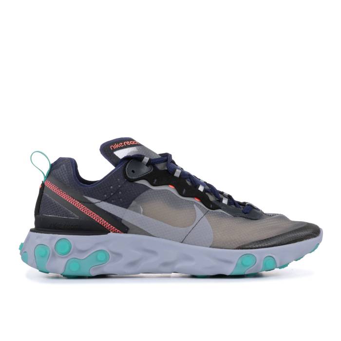 ナイキ Nike 【 React Element 87 \u0027Neptune Green\u0027 Men Black/Neptune Green-Bright Mango-Midnight Navy 】 リアクト 化学元素 メンズ 黒いこと 黒いこと 紺色 米国海軍 スニーカー-靴-メンズ靴