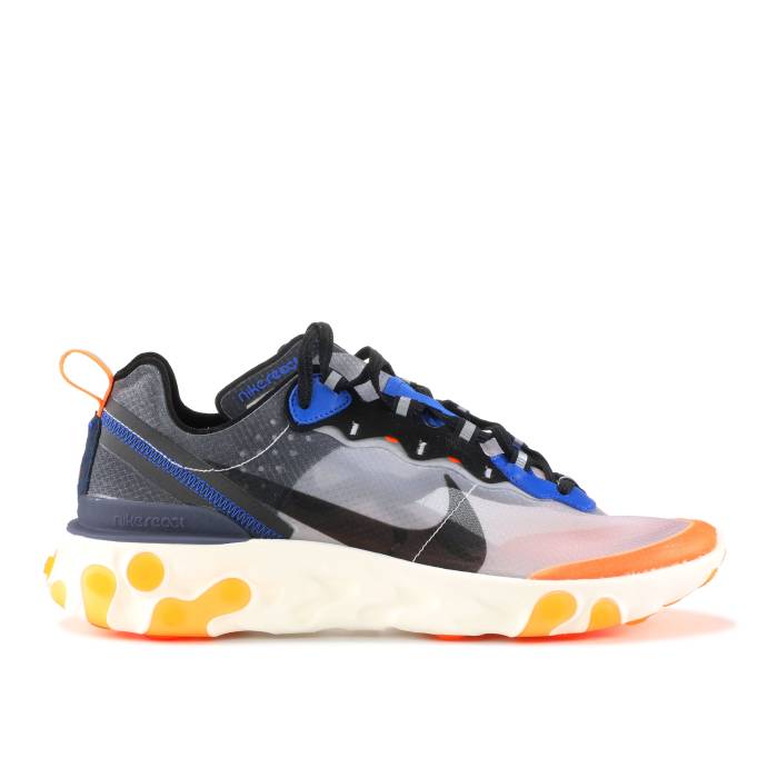 ナイキ Nike 【 React Element 87 \u0027Total Orange\u0027 Men Wolf Grey/Black-Thunder Blue 】 リアクト 化学元素 メンズ 薄墨色 薄墨色 青味 青み
