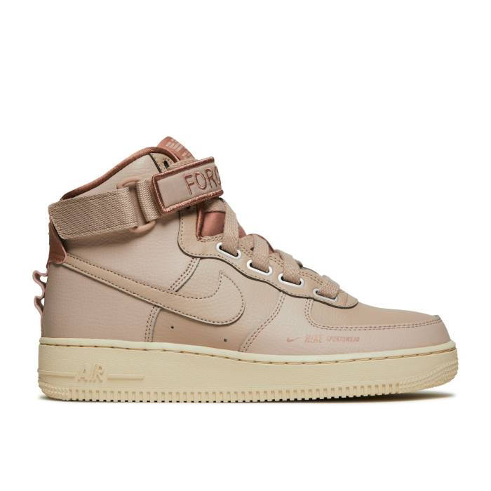 ナイキ Nike 【 Wmns Air Force 1 High Utility \u0027Pink\u0027 Women Particle Beige/Particle Beige - Terra Blush - Light Cream 】 御機嫌 レディース ベージュ 皮膚軟化剤