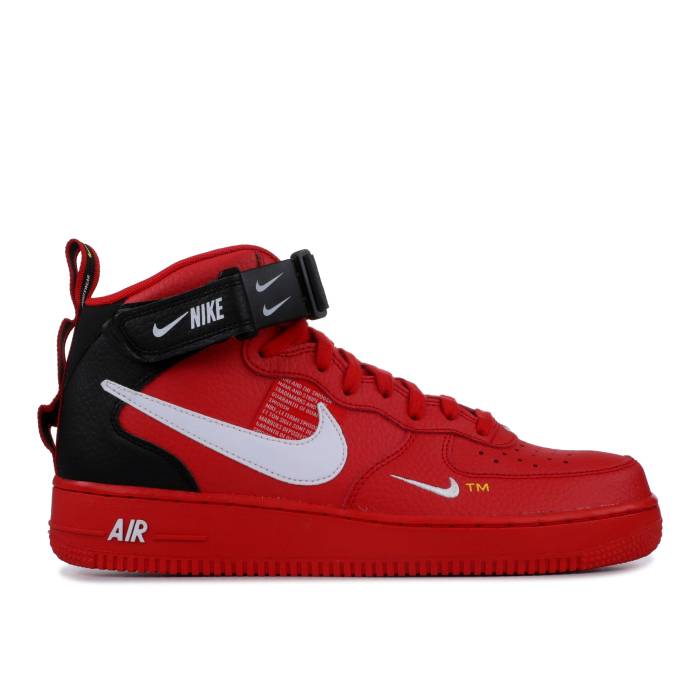 ナイキ Nike 【 Air Force 1 Mid \u002707 Lv8 \u0027Overbranding\u0027 Men University Red/White-Black 】 ミッド メンズ Red 赤・赤いこと