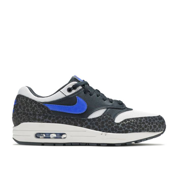 ナイキ Nike 【 Air Max 1 \u0027Safari\u0027 Men Off Noir/Hyper Blue/Atmosphere Grey 】 マックス メンズ 青み 青色 薄墨色 薄墨色