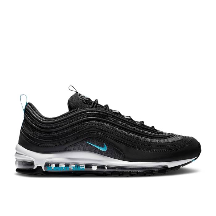 ナイキ Nike 【 Air Max 97 'Blue Fury' Men Black/Blue Fury-Dark Grey 】 マックス メンズ 黒色 ブラック 青色 ブルー 灰色 グレー｜スニケス