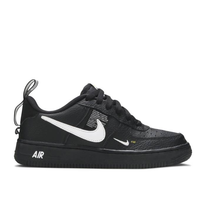 ナイキ Nike 【 Air Force 1 Lv8 Utility ガウス \u0027Overbranding\u0027 Youth Black/White-Black Tour Yellow 】 御坊っちゃん キッズ 黒いこと 黒いこと yellow 黄味がかった・黄色