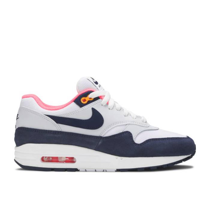 ナイキ Nike 【 Wmns Air Max 1 Midnight Navy Pink Women White/Midnight Navy/Pure Platinum 】 マックス 紺色 ネイビー レディース 白色 ホワイト 紺色 ネイビー ピュア Platinum プラチナム