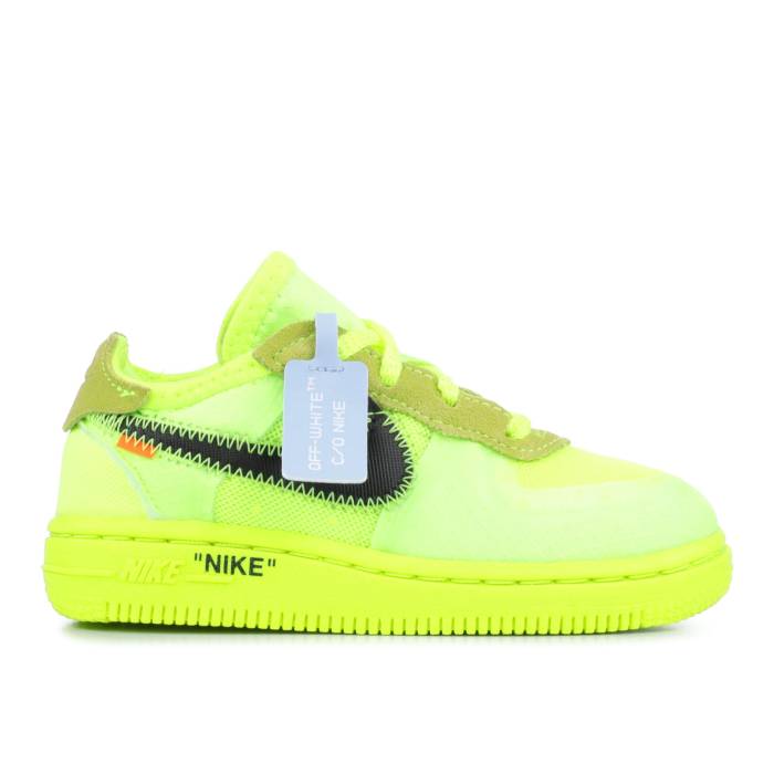 ナイキ Nike 【 Off-White X Air Force 1 Low Td \u0027Volt\u0027 Infant Volt/Cone-Black-Hyper Jade 】 オフホワイト ベビー 翡翠・ジェード