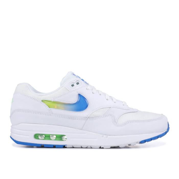 ナイキ Nike 【 Air Max 1 Se \u0027Jewel Swoosh\u0027 Men White/Lime Blast/Photo Blue 】 マックス メンズ 白いこと 白いこと 菩提樹 ブラジャー同盟罷業 青味 青色