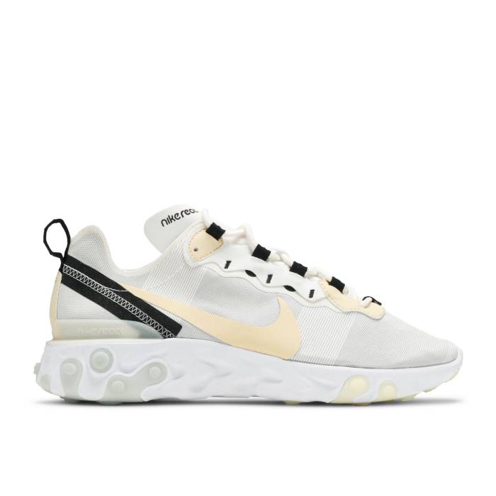 ナイキ Nike 【 React Element 55 \u0027Soft Yellow\u0027 Men White/Pale Vanilla-Black 】 リアクト 化学元素 メンズ 白いこと 白いこと