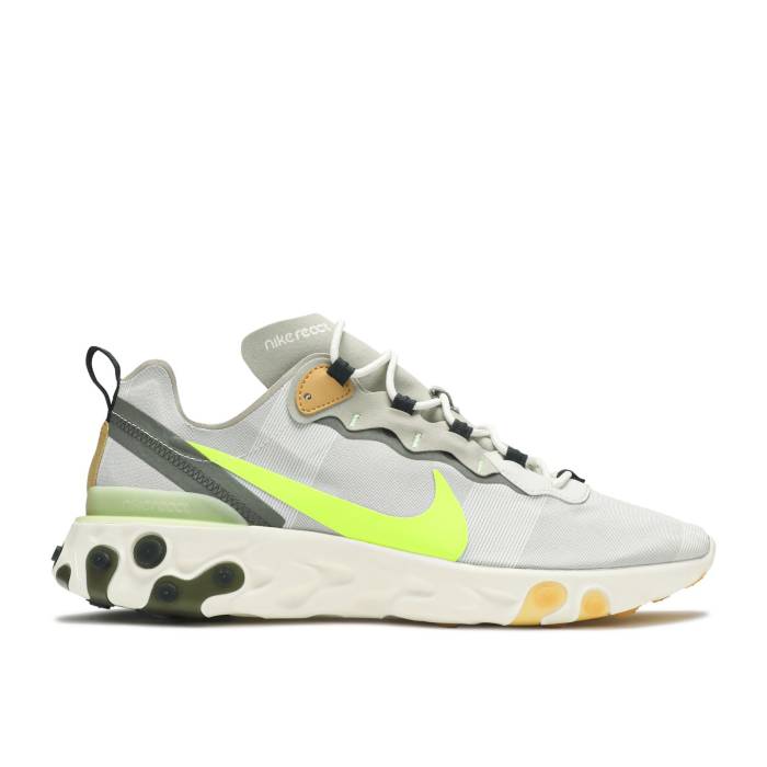 ナイキ Nike 【 React Element 55 \u0027Cargo Volt\u0027 Men Spruce Aura/Spruce Fog-Barely Volt-Volt 】 リアクト 化学元素 メンズ 佇まい