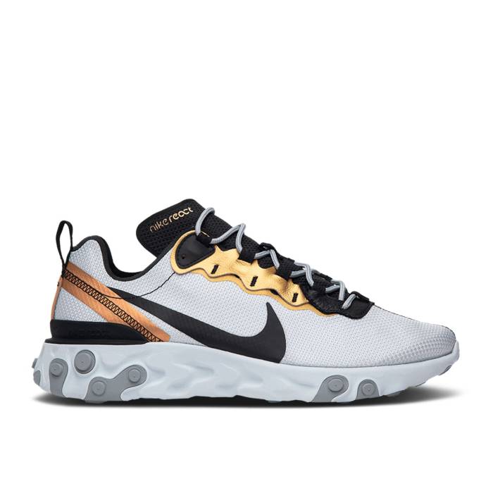 ナイキ Nike 【 React Element 55 'Gold Ranger' Men Pure Platinum/Black 】 リアクト エレメント メンズ ピュア Platinum プラチナム 黒色 ブラック
