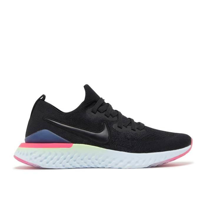 ナイキ Nike 【 Wmns Epic React Flyknit 2 'Pixel' Women Black/Black-Sapphire-Lime Blast-Hyper Pink-Blue Tint 】 Epic エピック リアクト フライニット レディース 黒色 ブラック