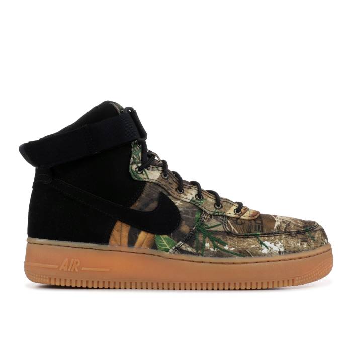 ナイキ Nike 【 Realtree X Air Force 1 High \u0027Brown Camo\u0027 Men Black/Black-Aloe Verde-Gum Medium Brown 】 ご機嫌 メンズ 黒いこと 黒いこと 赤銅色 赤銅色