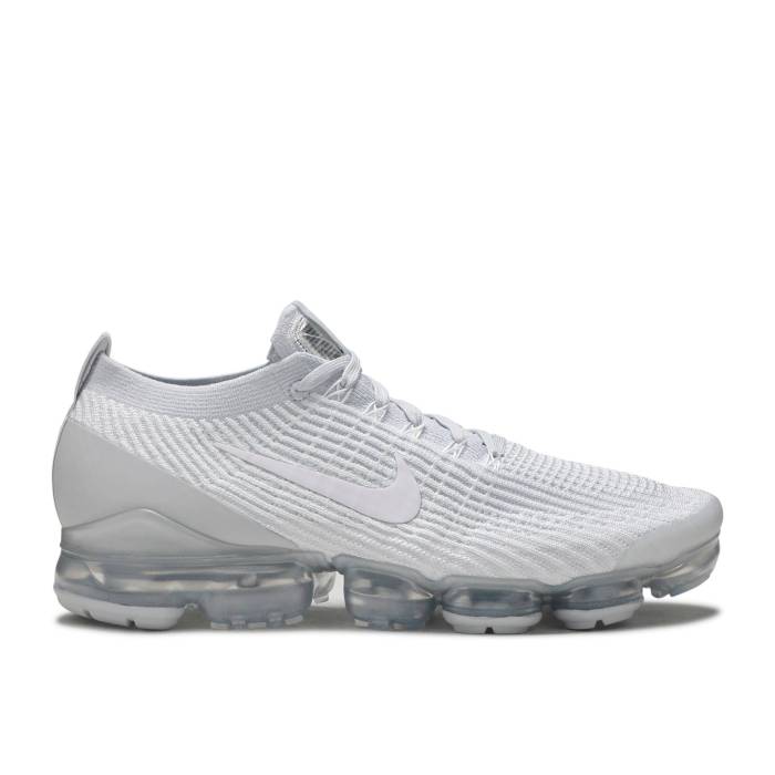 ナイキ Nike 【 Air Vapormax Flyknit 3 \u0027Pure Platinum\u0027 Men White/Pure Platinum-Metallic Silver-White 】 飛球編み物 メンズ 白いこと 白いこと 純一無雑