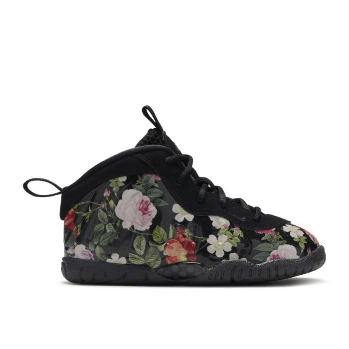 ナイキ Nike 【 Little Posite Td \u0027Floral\u0027 Infant Black/Black-Metallic Gold 】 もの言う花 黒いこと 黒いこと ゴールド