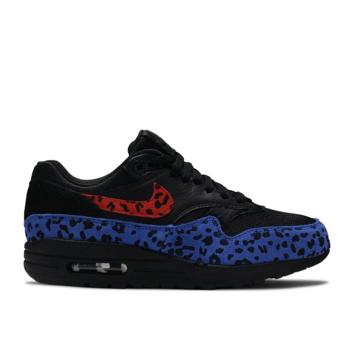 ナイキ Nike 【 Wmns Air Max 1 Premium 'Leopard Pack' Women Black/Habanero Red/Racer Blue 】 マックス Premium プレミアム レディース 黒色 ブラック Red 赤・レッド 青色 ブルー|スニケス
