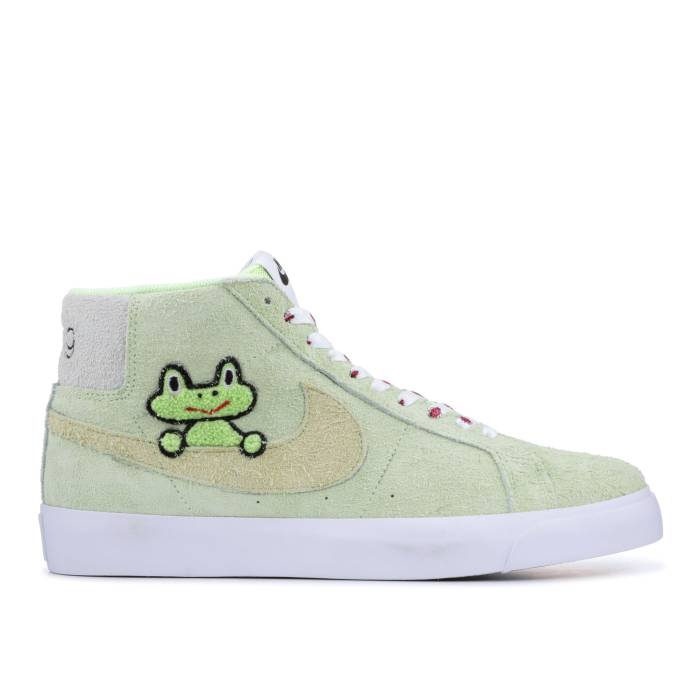 ナイキ Nike 【 Frog Skateboards X Blazer Mid Sb Qs \u0027Frog Skateboards\u0027 Men Light Liquid Lime/White-Light Crimson 】 滑るゲーム盤 ブレイザー ミッド エスビー メンズ 菩提樹 クリムゾン