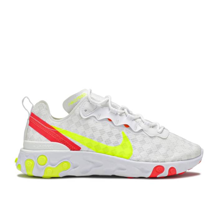 ナイキ Nike 【 React Element 55 \u0027Checkered White Crimson Volt\u0027 Men White/Flash Crimson-Hyper Crimson-Volt 】 リアクト 化学元素 白いこと 白いこと クリムゾン メンズ 白いこと 白いこと