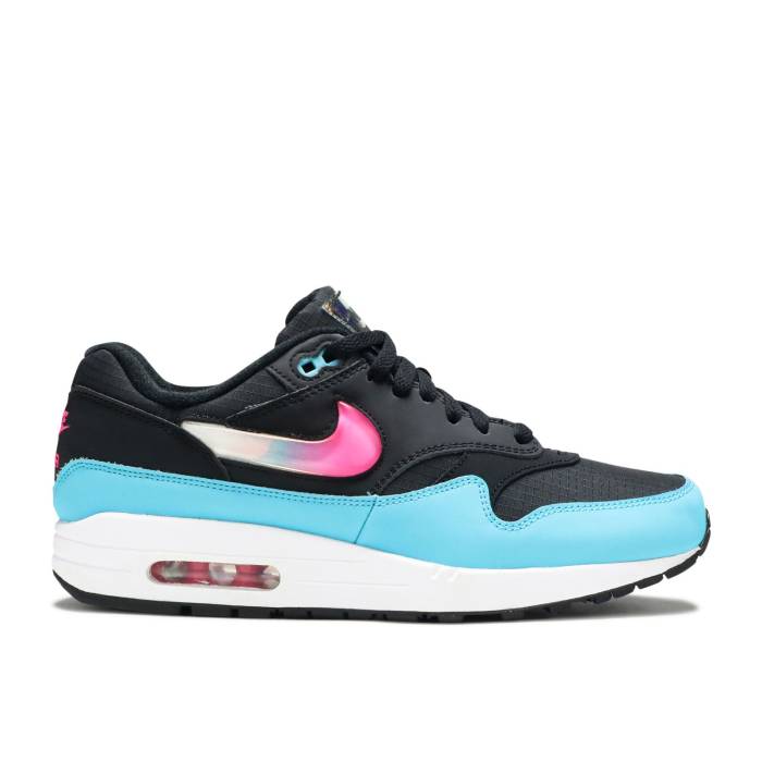 ナイキ Nike 【 Air Max 1 \u0027Jewel Swoosh - Black Blue Furry\u0027 Men Black/Laser Fuchsia/Blue Fury 】 マックス Swoosh スウッシュ・スウォッシュ 黒いこと 黒いこと 青碧 青碧 メンズ 黒いこと 黒いこと Laser レーザ 青碧 ブ