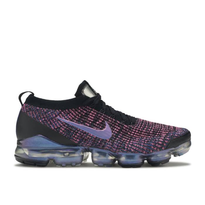 ナイキ Nike 【 Air Vapormax Flyknit 3 \u0027Laser Fuchsia\u0027 Men Black/Blue Lagoon-Laser Fuchsia-Metallic Silver 】 飛球編み物 メンズ 黒いこと 黒いこと 青味 青み Silver しろがね色・しろがね色