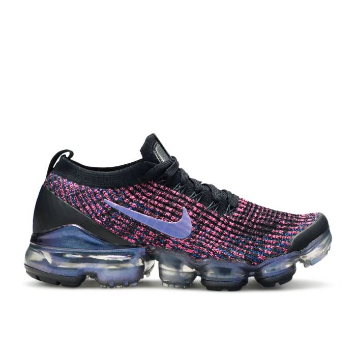 ナイキ Nike 【 Wmns Air Vapormax Flyknit 3 \u0027Throwback Future\u0027 Women Black/Racer Blue-Laser Fuchsia 】 飛球編み物 レディース 黒いこと 黒いこと