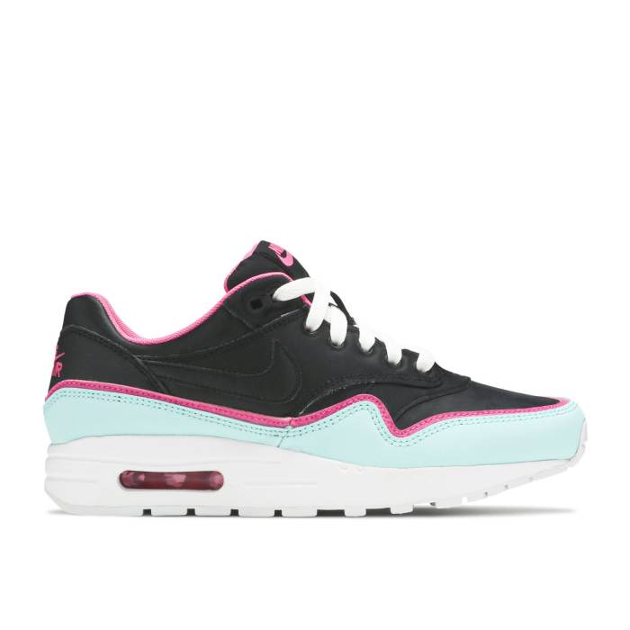 ナイキ Nike 【 Air Max 1 ガウス \u0027Double Layered - Aqua Fuchsia\u0027 Youth Black/Light Aqua/Laser Fuchsia/Black 】 マックス アクア 御坊っちゃん キッズ 黒いこと 黒いこと アクア Laser レーザ 靴-スニーカー-キッズ・ベビー・マタニティ