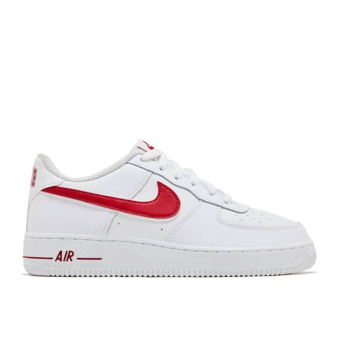 ナイキ Nike 【 Air Force 1 Low ガウス \u0027Gym Red\u0027 Youth White/White-Gym Red 】 お坊っちゃん キッズ 白いこと 白いこと Red 赤・赤いこと