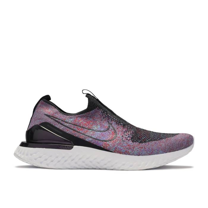 ナイキ Nike 【 Epic Phantom React Flyknit \u0027Multi-Color\u0027 Men Black/Black-University Red-Hyper Jade-Sapphire-Dark Grey 】 Epic 叙事詩 リアクト 飛球編み物 メンズ 黒いこと 黒いこと 薄墨色 薄墨色