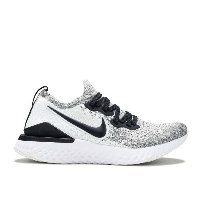ナイキ Nike 【 Wmns Epic React Flyknit 2 \u0027Oreo\u0027 Women White/Pure Platinum-Black 】 Epic 叙事詩 リアクト 飛球編み物 レディース 白いこと 白いこと 純一無雑