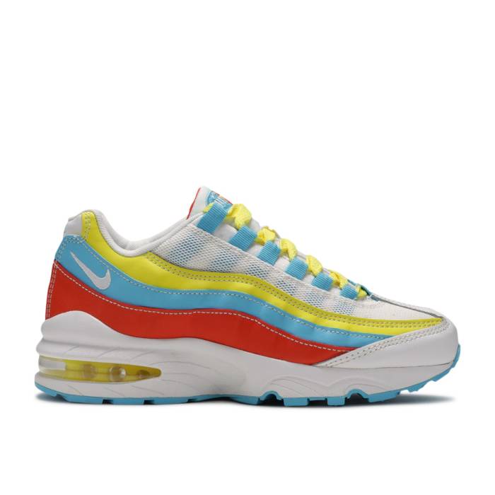 ナイキ Nike 【 Air Max 95 Gs 'White Blue Fury Opti Yellow' Youth Blue Fury/Summit White-Opti Yellow 】 マックス 青色 ブルー ジュニア キッズ 青色 ブルー yellow 黄色・イエロー｜スニケス