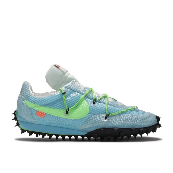 ナイキ Nike 【 Off-White X Wmns Waffle Racer \u0027Vivid Sky\u0027 Women Vivid Sky/Black/Electric Green 】 象牙色 ワーヘル レディース 天の原 黒いこと 黒いこと green 緑・緑であること