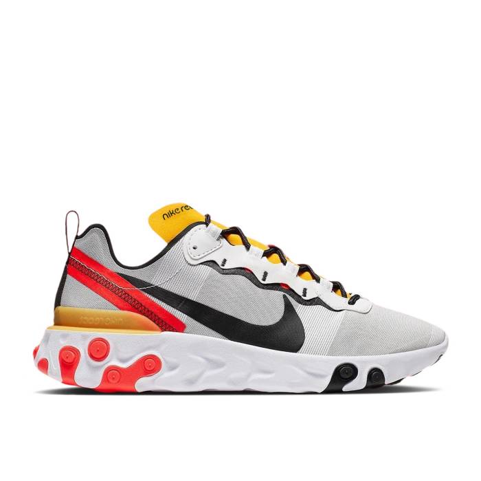 ナイキ Nike 【 React Element 55 Tour Yellow Men White/Black/Tour Yellow/Bright Crimson 】 リアクト エレメント メンズ 白色 ホワイト 黒色 ブラック yellow 黄色・イエロー クリムゾン