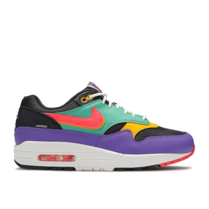 ナイキ Nike 【 Air Max 1 Se \u0027Windbreaker\u0027 Men Black/Flash Crimson/Kinetic Green/Psychic Purple/University Gold/White 】 マックス メンズ 黒いこと 黒いこと クリムゾン green 緑・緑であること Purple 紫・パープル ゴールド 白いこと