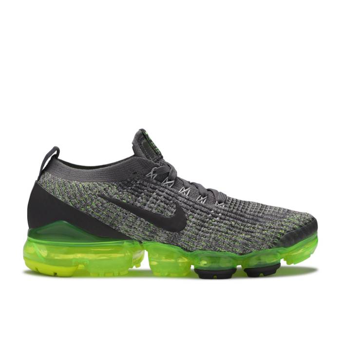 ナイキ Nike 【 Air Vapormax Flyknit 3 \u0027Grey Volt\u0027 Men Gunsmoke/Thunder Grey/Volt 】 飛球編み物 メンズ サンダー 薄墨色 薄墨色