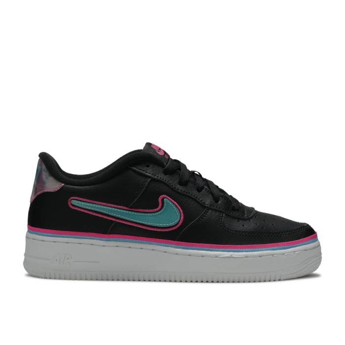 ナイキ Nike 【 Air Force 1 Low Lv8 Gs 'Miami Vice' Youth Black/Blue Gale-Laser Fucshia 】 ジュニア キッズ 黒色 ブラック 青色 ブルー