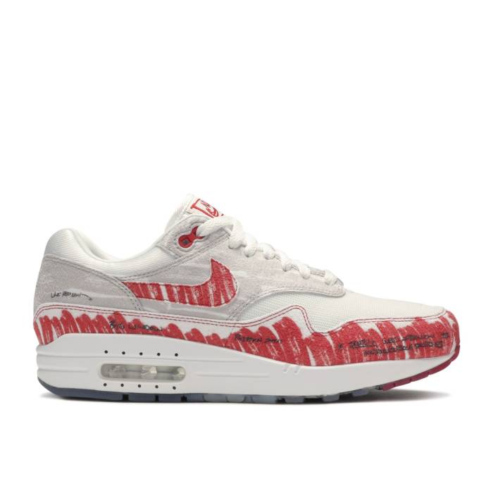 ナイキ Nike 【 Air Max 1 \u0027Sketch To Shelf - University Red\u0027 Men White/University Red/Neutral Grey/Black 】 マックス メンズ 白いこと 白いこと Red 赤・赤いこと 薄墨色 薄墨色 黒いこと 黒いこと