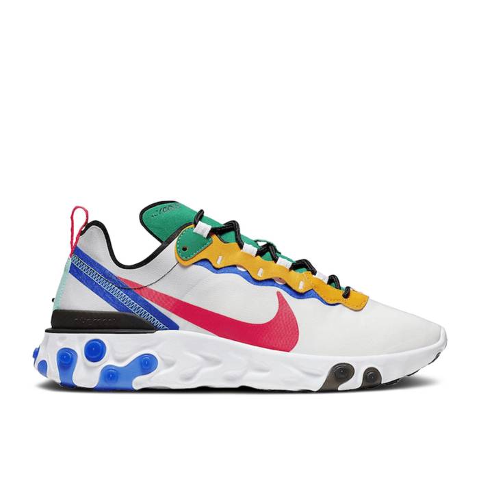 ナイキ Nike 【 React Element 55 White Gold Blue Green Men White/Racing Blue-University Gold-Bright Green 】 リアクト エレメント ゴールド 青色 ブルー メンズ 白色 ホワイト green 緑・グリーン