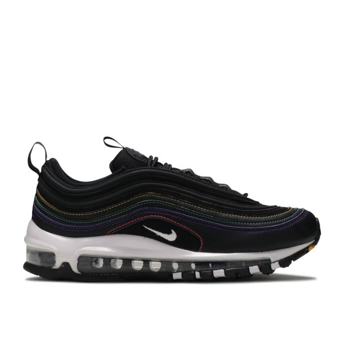 ナイキ Nike 【 Wmns Air Max 97 Multi Stitching Women Black/Psychic Purple-University Gold-White 】 マックス レディース 黒色 ブラック