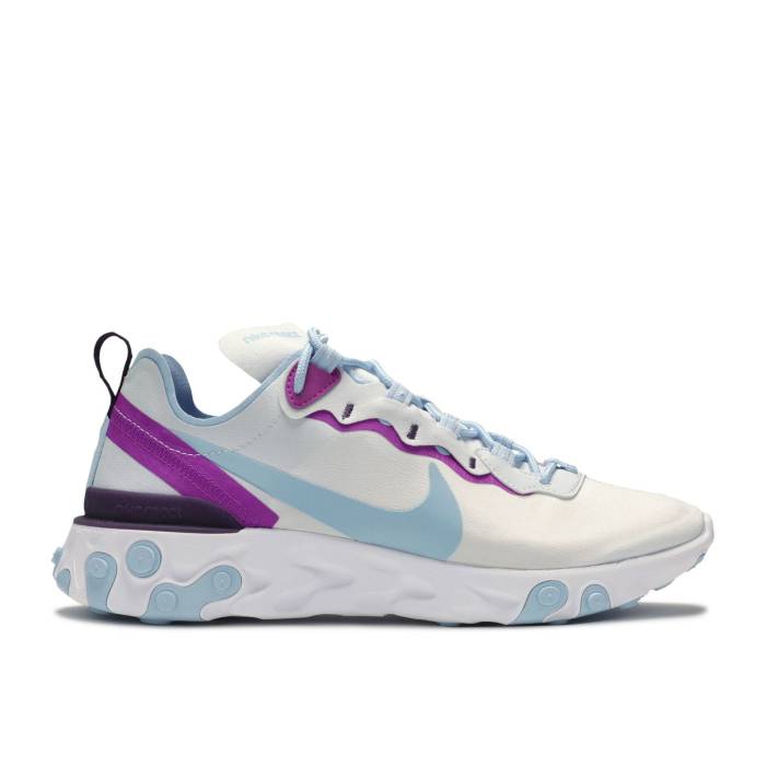 ナイキ Nike 【 Wmns React Element 55 \u0027Psychic Blue\u0027 Women Football Grey/Psychic Blue 】 リアクト 化学元素 レディース 蹴球 薄墨色 薄墨色 青み 青色