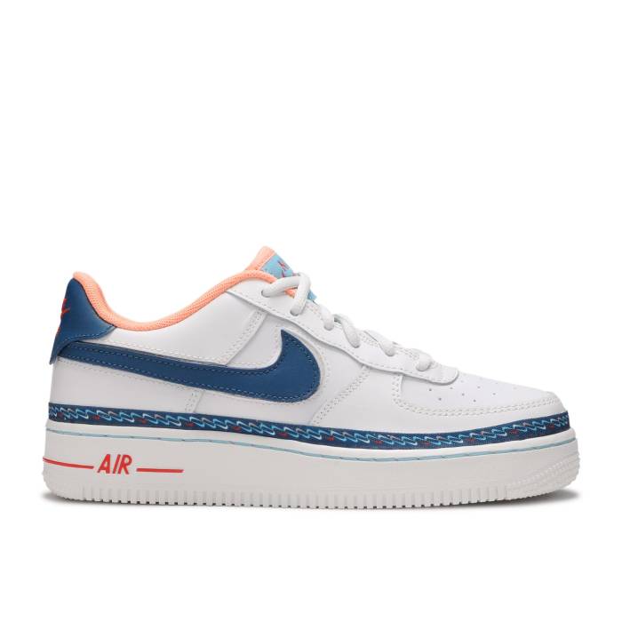 ナイキ Nike 【 Air Force 1 Low ガウス \u0027Swoosh Chain\u0027 Youth White/Blue/Orange 】 お坊っちゃん キッズ 白いこと 白いこと 青み 青色 orange 橙・オレンジ色